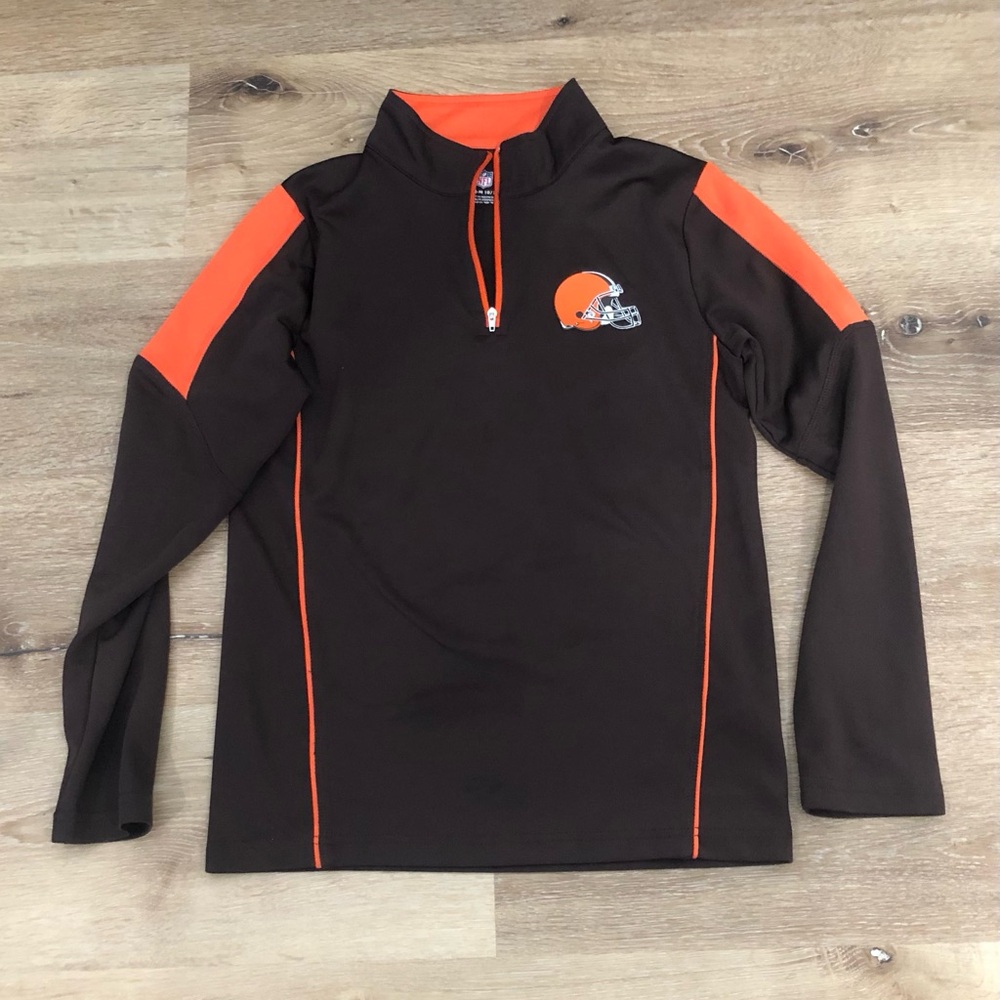Cleveland Browns Brown & Orange Quarter-Zip Pullover Youth Medium